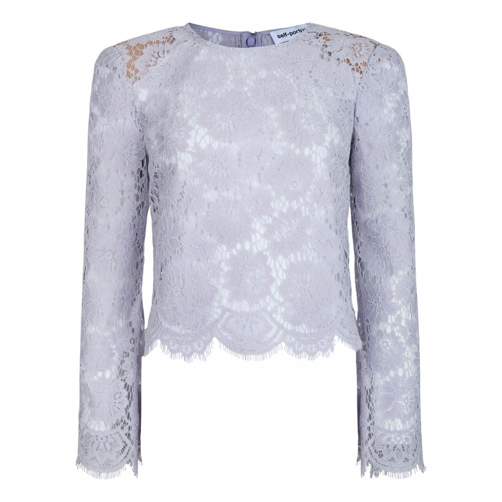 Lilac lace fluted sleeve top