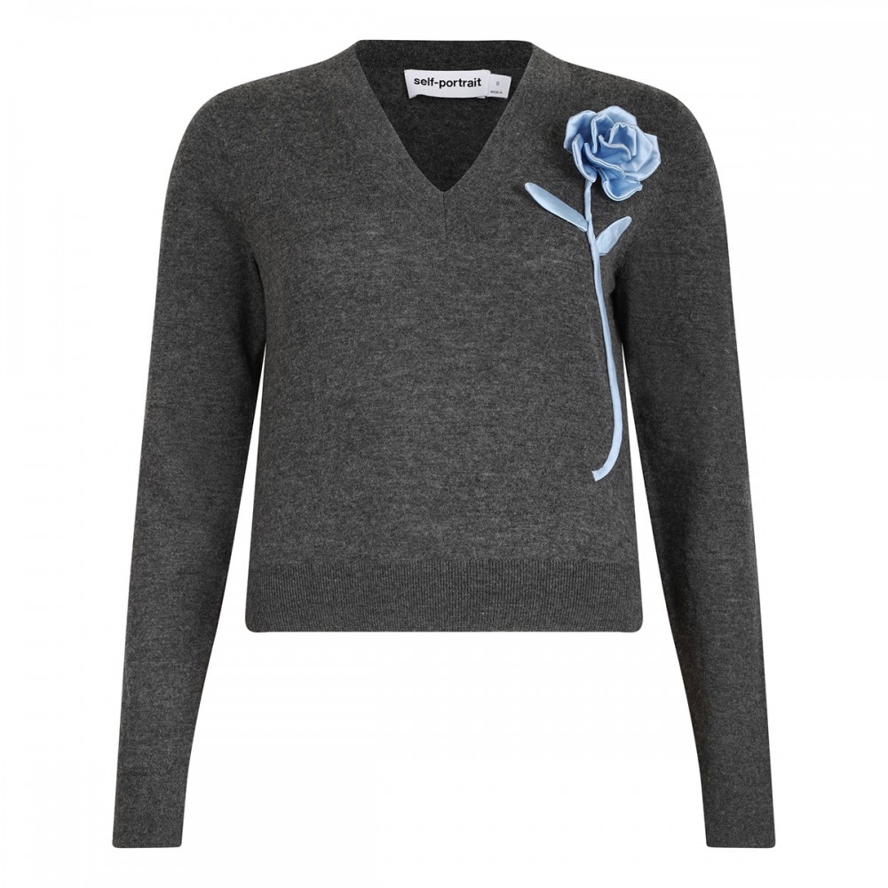 Charcoal blue rose jumper