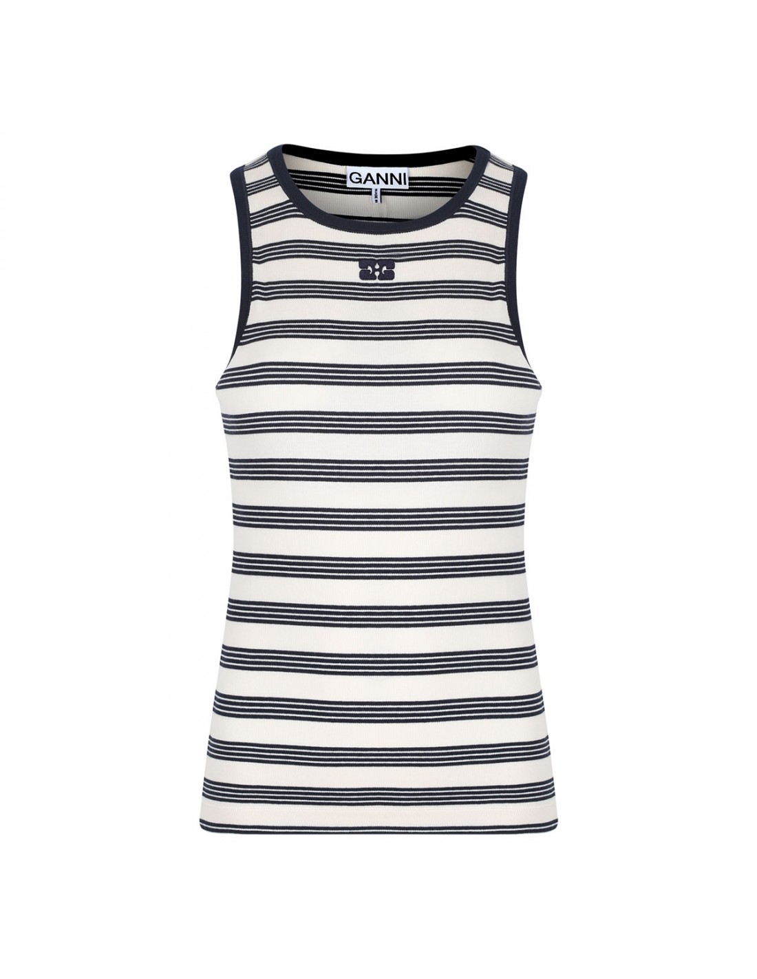 Striped ribbed cotton tank top