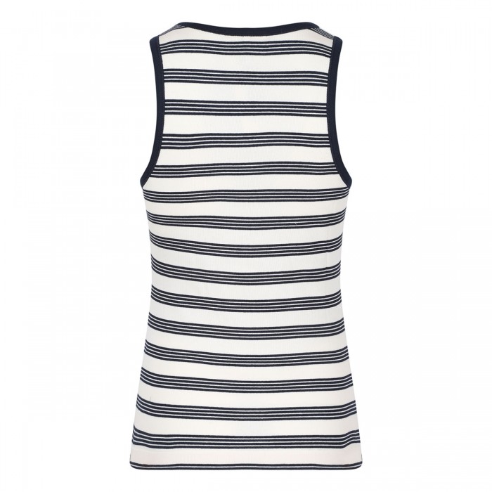 Striped ribbed cotton tank top