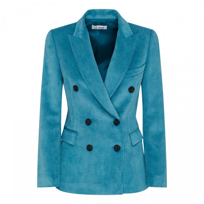 Peacock-blue corduroy blazer