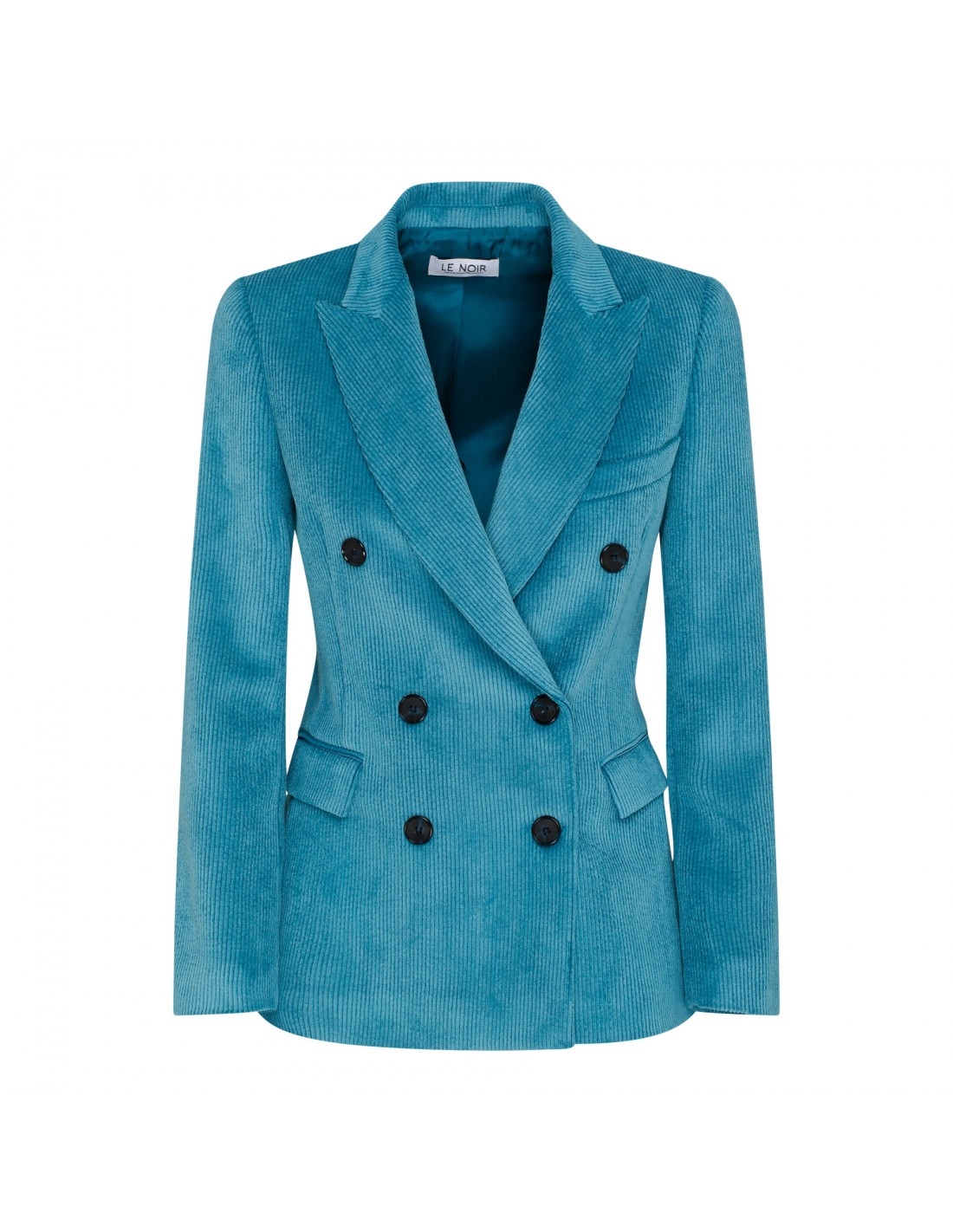 Peacock-blue corduroy blazer