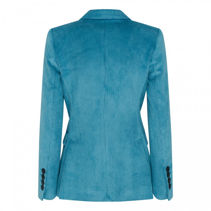 Peacock-blue corduroy blazer