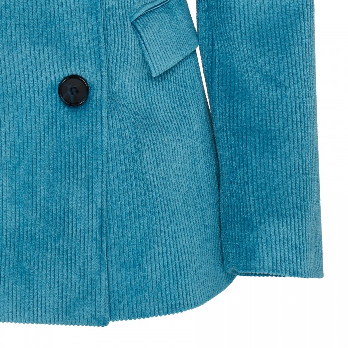 Peacock-blue corduroy blazer