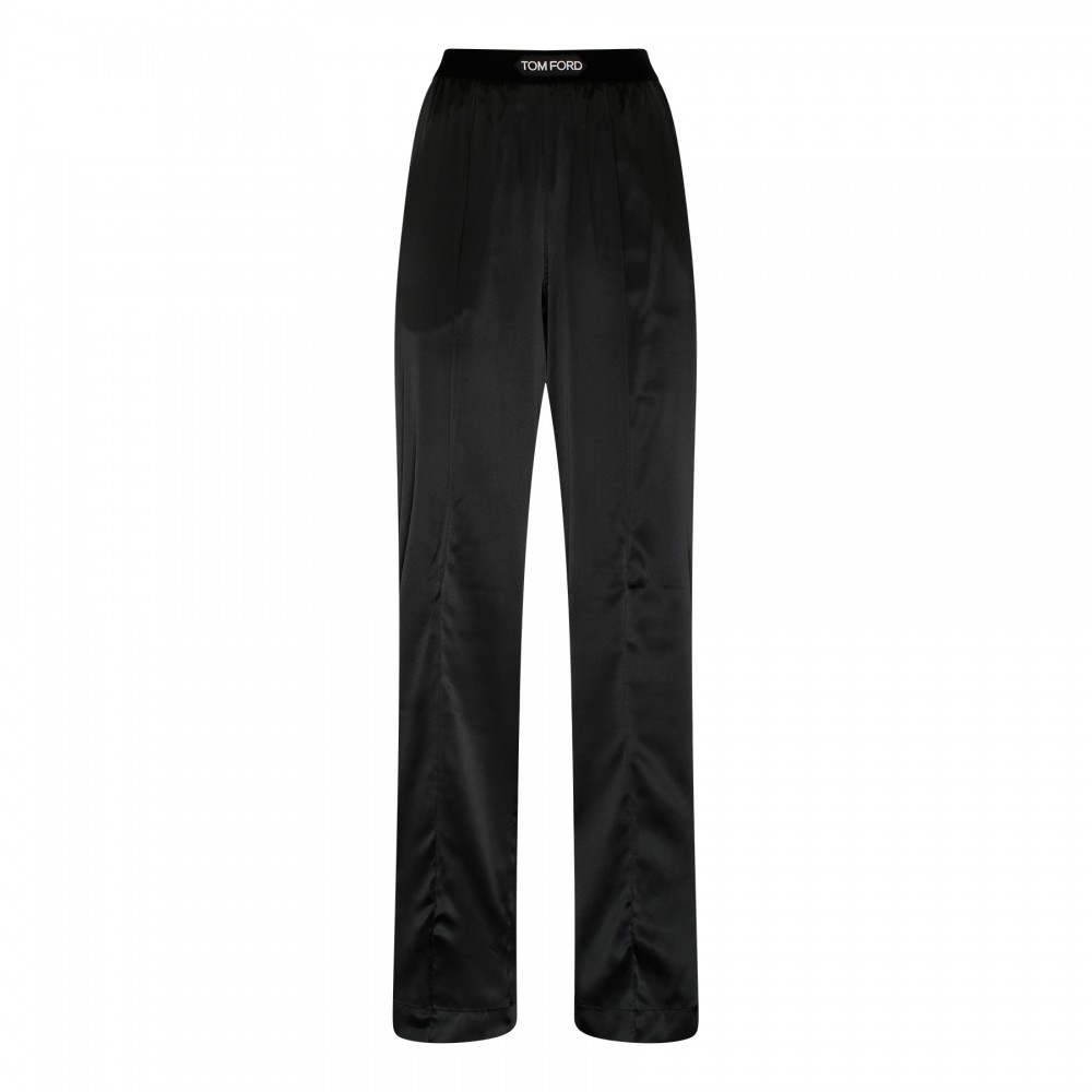 Black silk pants