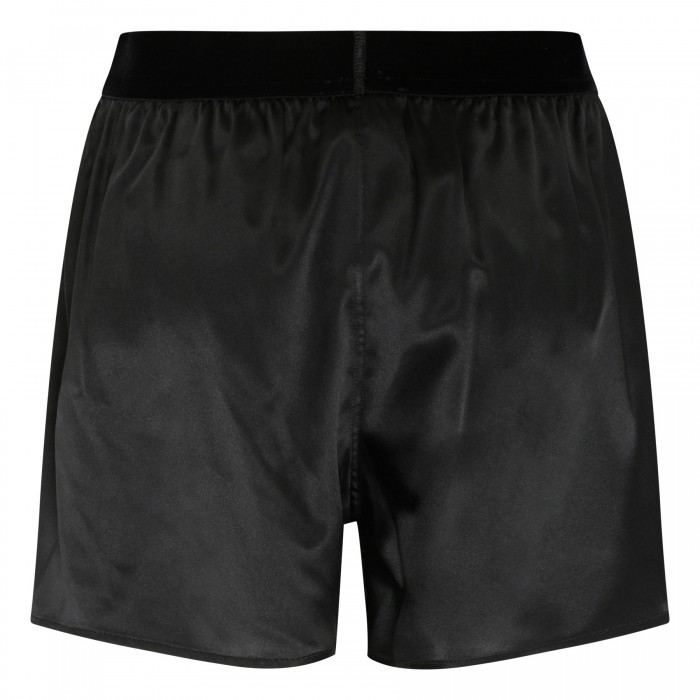 Black silk satin boxer shorts