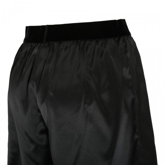 Black silk satin boxer shorts