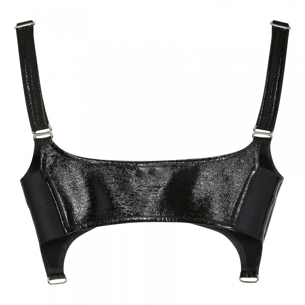 Black vinyl suspenders bra | Le Noir - Unconventional Luxury