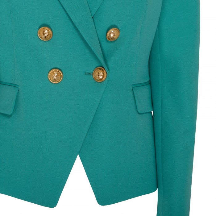 BALMAIN Double-breasted grain de poudre wool blazer